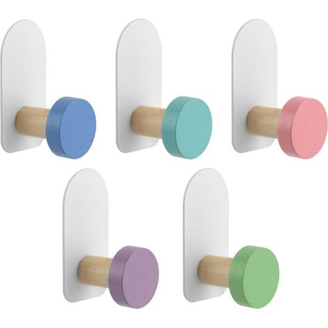 Set mit 5 selbstklebenden Wandhaken für Kinder, multifunktionale Wandhaken mit Cartoon-Tiermotiven, für Handtücher, Kleidung, Rucksäcke und Hüte (1/5)
