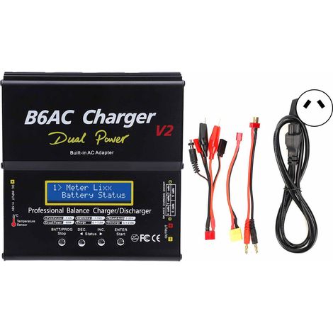 Chargeur-Déchargeur Intelligent 80W 7A B6AC V2 Aluminium Alliage Noir Prise AU 220V + Câble (1/5)