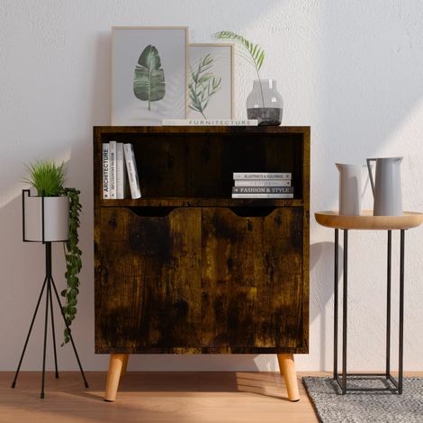 Buffet Bahut Meuble de rangement Commode Chêne fumé 60x30x72 cm Aggloméré 15391 (1/5)
