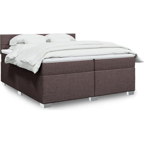 Boxspringbett mit Matratze Dunkelbraun 200x200 cm Stoff
