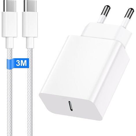 30W Chargeur iPhone USB C pour iPhone 17/17 16 Pro/17 16 Pro Max/15 Plus/15 Pro/15 Pro Max/iPad/Air, USB c Chargeur Rapide et 3M Nylon Cable Chargeur Type C Charge Rapide Prise Secteur USBc (1/5)