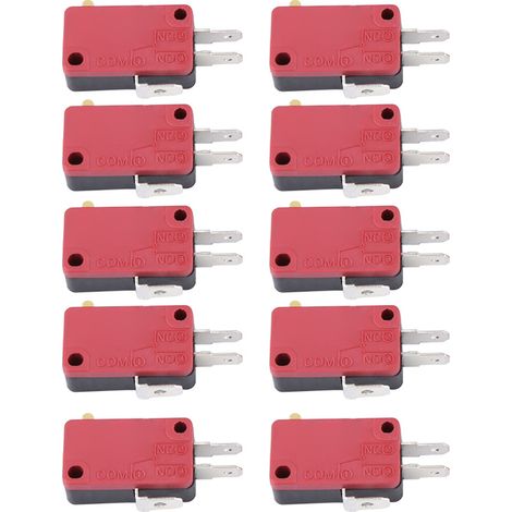 10Pcs Interrupteur à bouton poussoir rouge 3 broches pour jeux d'arcade, micro-switch de remplacement (1/5)