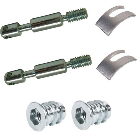 Kit complet 2x goujons d'assemblage 6mm x 56mm – 2 manchons à visser M6x13 en acier – 2 étriers 38mm pour assemblage meuble (1/4)