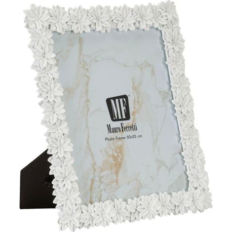 Cornice portafoto in resina bianca, 26,7x2x31,3 cm – Floreale Romantica