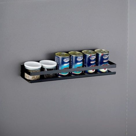 Wandregal aus Edelstahl 304 für Küche und Bad, praktischer Halter für Gewürze, Utensilien und Zubehör, schwarz, 50 x 10 x 5,8 cm