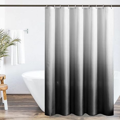 Lntyq Duschvorhang aus Polyestergewebe, 120 x 180 cm, Digitaldruck, Duschvorhang mit Gewicht, Anti-Schimmel, wasserdicht, waschbar, für Dusche und Badewanne, Farbverlauf Schwarz (1/5)