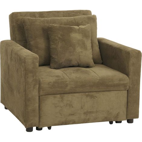 Schlafsessel HHG-905, Klappsessel Gästebett Relaxsessel, Liegefläche 200x100cm Stoff/Textil Cord grün