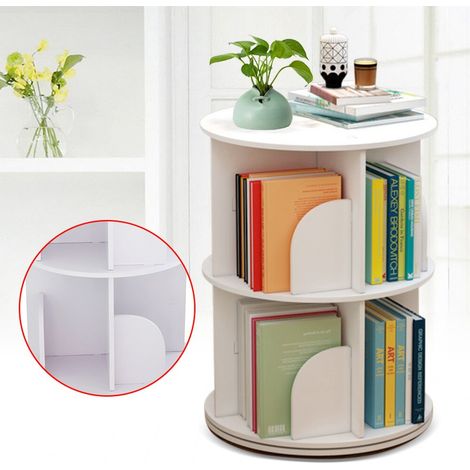 Bibliothèque rotative à 2 niveaux 360°, étagère de rangement autoportante, présentoir (1/5)