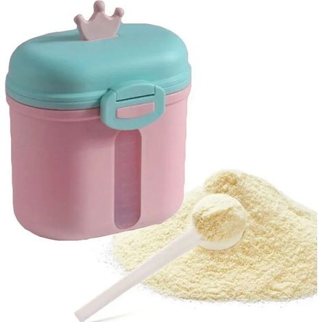 Boîte de Rangement pour Lait en Poudre Bébé, Grand Conteneur Portable avec Cuillère et Distributeur, Rose pour Nourrisson (1/5)