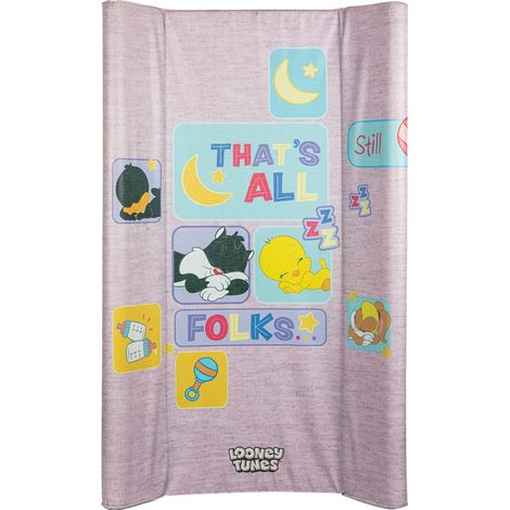 Warner Bros Looney Tunes piano cambio con sponde e grafiche di Titti e Silvestro, materassino fasciatoio da tavolo per bambini, misure 81x50x9,5 cm