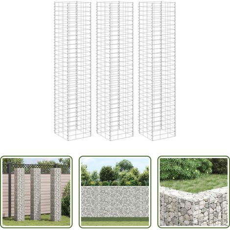 Steinkorb - Gabionen-Hochbeete 3 Stk. 30x30x200 cm Eisen (1/5)