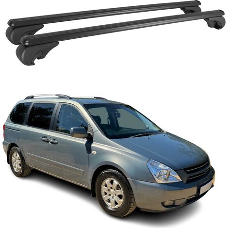 OMAC Aluminium Dachträger Querträger für Kia Carnival II 2006-2014 – TÜV / DIN 75302:2019 – Abschließbar – Max. 75 kg – 2 Stangen Schwarz (1/5)