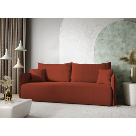 Sofa 2-Sitzer mit Schlaffunktion CALGARY Stoff Curio Ziegelrot (1/4)