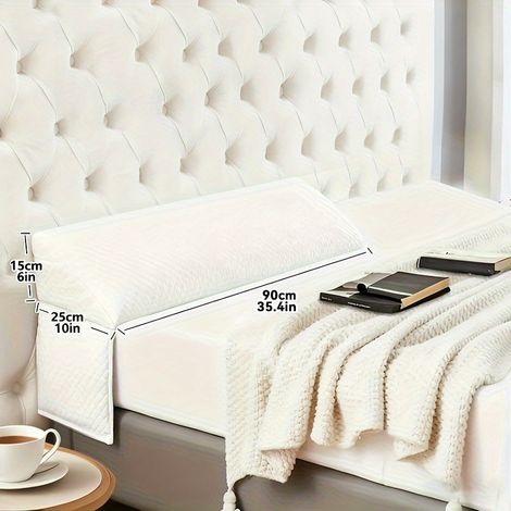 Coussin de Lit Triangulaire – Cale de Remplissage pour Espace Tête. Appui-Tête et Dossier Amovible. Blanc pur (Blanc pur 35,4 Pouces / 90 Cm) (1/5)