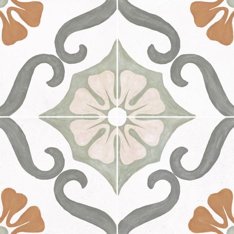 Carrelage effet Carreau ciment Florentis Vert 22,3x22,3x0,9 cm Soriel - Sol et mur intérieur (vendu par carton de 0,65 m²) - RO'MA CARRELAGE