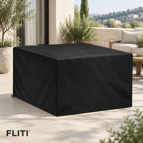Housse de Protection de Jardin 110x110x85cm en Tissu Oxford Imperméable Anti-UV pour Table Rectangulaire - Noir (1/5)