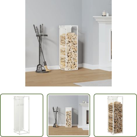 vidaXL Stockage bois - Portant de bois chauffage blanc 25x25x80 cm (1/5)