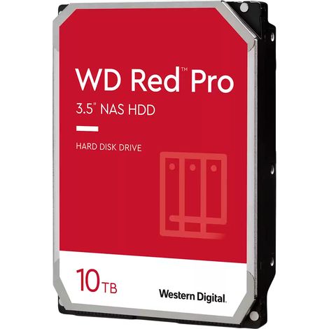 Disco Rigido Interno Western Digital Red Pro WD103KFBX da 10TB, 7200 RPM, 512MB Cache, SATA III 6 Gb/s, CMR, 3,5" per NAS e Server