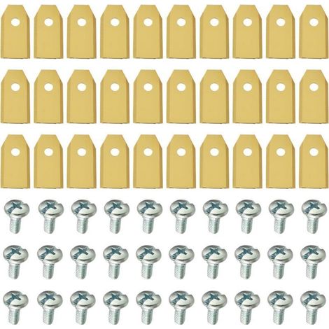 Set di 30 lame per robot tagliaerba, lame di ricambio universali, 35×18×0,6 mm, oro-Crezuo