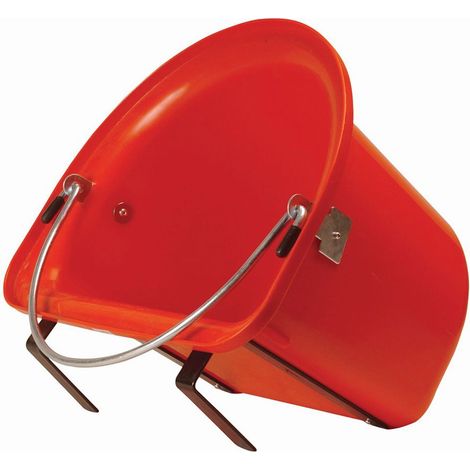 Rosso - Mangiatoia in plastica per cavalli con manico e staffe in metallo 12 Litri (1/3)