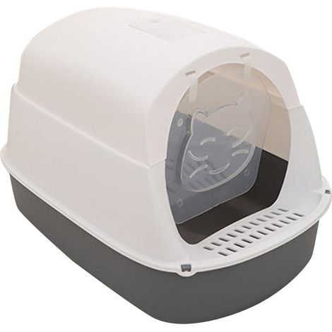 Bac à litière fermé pour chat, Structure Durable, anti-odeur, résistant aux rayures, pot de toilette pour chaton pour intérieur gris (1/5)