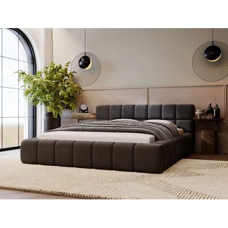 Lit rembourré avec rangement 180x200 velours noir Alicante (1/5)