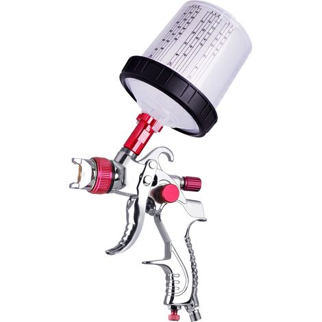 Pistolet pulvérisateur de peinture sans fil universel buses 1.4/1.7/2.0mm alliage aluminium godet 600ml valve pression 10 flacons jetables pour intérieur maison voiture bricolage (1/3)