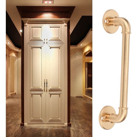 Poignées de porte en bois de style ancien, poignées de tirage en applique, poignées de porte d'armoire de style américain en alliage de zinc, finition dorée. (1/5)