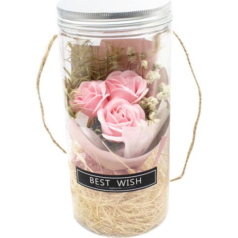 Rose éternelle romantique, rose jamais fanée, veilleuse, bouteille à souhaits, savon aux fleurs préservées, bouteille à souhaits en verre (1/5)