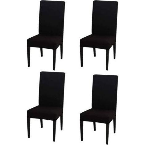 Ensemble de chaises noires 4 pièces, housse de chaise à dossier haut 383847cm, moderne, élastique et lavable, convient pour la salle à manger et la cuisine (1/5)