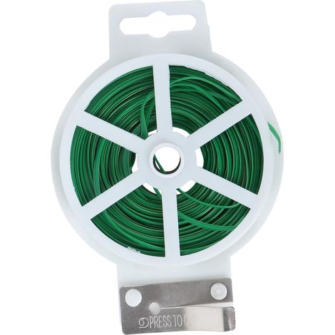 Fil de Jardinage en Fer Gainé PE Vert 100m pour Plantes et Fleurs Bobine avec Coupe-fil Intégré, Usage Jardinage pour Lier Tiges et Vignes, Format Pratique pour Extérieur (1/5)