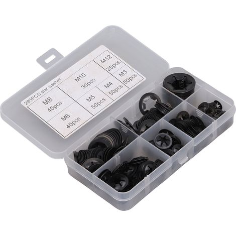 285-teiliger Starlock-Unterlegscheiben-Innenzahn-Sicherungsring M3 M4 M5 M6 M8 M10 M12 Set (1/5)