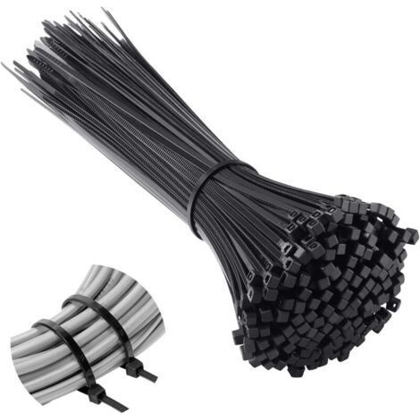 500 pièces Collier de Serrage 200 mm x 2,5 mm, Professionnelles Attache Câble, Serre Câbles Nylon, Colliers Serre-Cable 200mm, Noir (1/5)