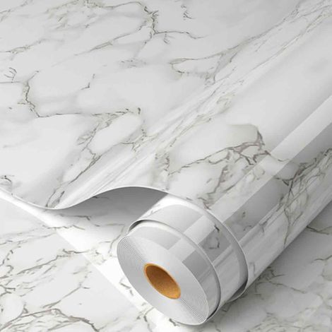 Papier Peint Adhesif Adhesif Mural Cuisine Effet Marbre Épais Papier Imperméable Amovible Rouleau pour Armoire Meuble Bain 40CM X 3M (1/5)