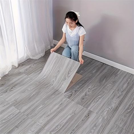 dalles de sol en vinyle autocollant motif grain 24 3030cm-MY-00048 bois (1/5)