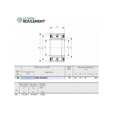 Roulement à rouleaux cylindriques NAU4916-UU-IKO