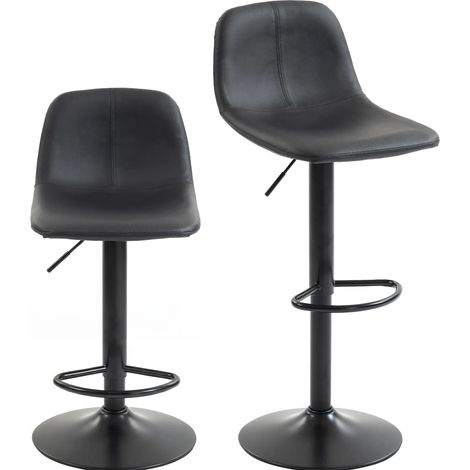 Set di 2 sgabelli da bar regolabili in altezza girevoli 360° in PU nero con base in acciaio (1/5)