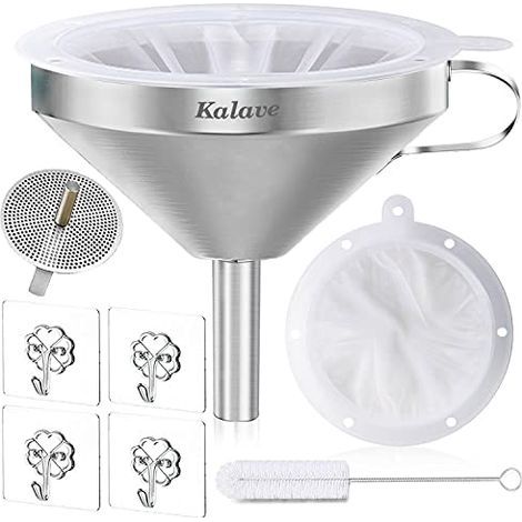 Entonnoir de cuisine qualité supérieure avec filtre à mailles 200 filtres, entonnoir en acier inoxydable alimentaire pour remplir les bouteilles (13 cm) - (1/5)