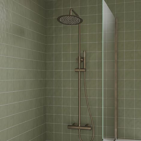 Signature Reflex Thermostatic Bar Mixer Shower with Shower Kit and Fixed Head - Brushed Bronze (1/3)