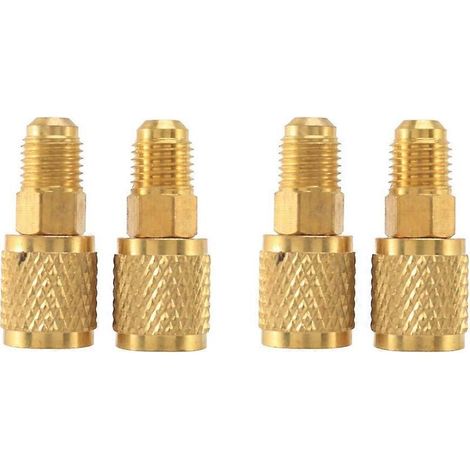 2 adaptateurs R410A, raccords rapides femelles SAE 5/16" vers raccords mâles SAE 1/4", pour systèmes mini-split, modèle droit. (1/5)