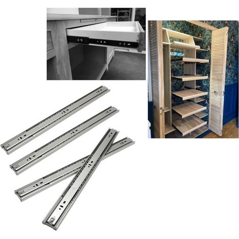 4 Schubladenschienen, 350 mm lang, mit automatischer Rückführung, Gesamtauszug 45 mm (1/5)