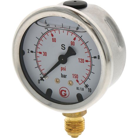 Manómetro con conexión G de 1/4 de pulgada, 10 bar, 63 mm (1/3)