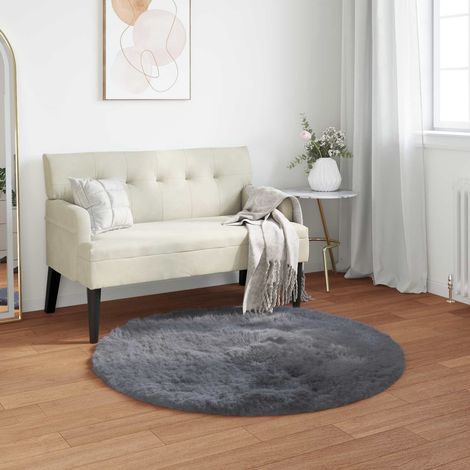 Teppich aus Kunstschaffell TAFALLA Anthrazit Ø 80 cm Polyester