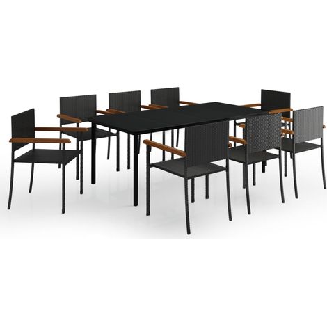 Maison Exclusive - 9-tlg. Garten-Essgruppe Schwarz