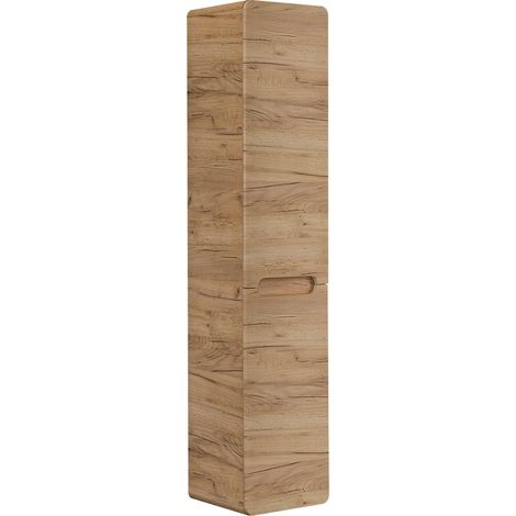 Otitec – Colonne de salle de bain avec panier à linge – Chêne artisanal doré – 3 compartiments de rangement – Dimensions L35-H170-P35 (1/3)