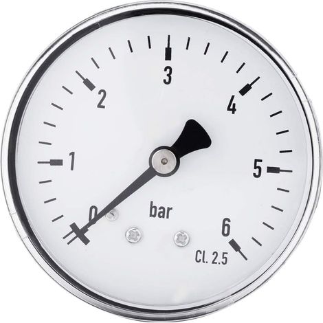 Manomètre 0-6 bar - Manomètre d'eau - Mini manomètre à huile - Manomètre à air comprimé - Manomètre de haute précision pour carburant, air, huile, liquide, eau - 0-6 bar - Filetage NPT 1/4" (1/5)