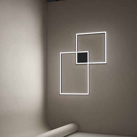 Plafoniera Moderna Cross Alluminio Nero Opaco Led 64W Dimmerabile Ip20