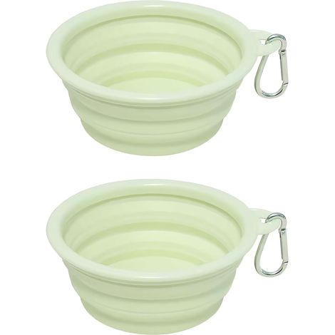 2 x Collapsible Silicone Dog and Cat Bowl, Portable Bowl for Water and Food, Dishwasher Safe, Food Container, Foldable and Expandable with 2 Carabiners (1/5)
