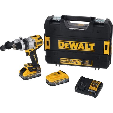 DeWalt DCD1007H2T 18V XR Brushless Premium Hammer Drill Driver - 2x 5Ah PowerStack Batteries, Charger & TSTAK Case