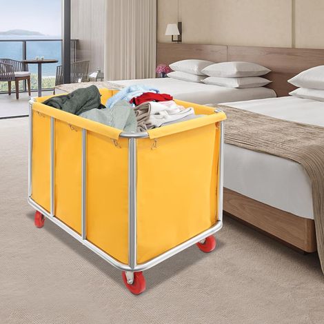 Wäschewagen auf Rollen, Schwerlast-Edelstahl Gewerblicher Wäsche-Trolley, Strapazierfähiger Wäschekorb mit Praktische Haken, Groß Kommerziell Edelstahl Wäschewagen, 440 lbs Tragkraft (1/5)